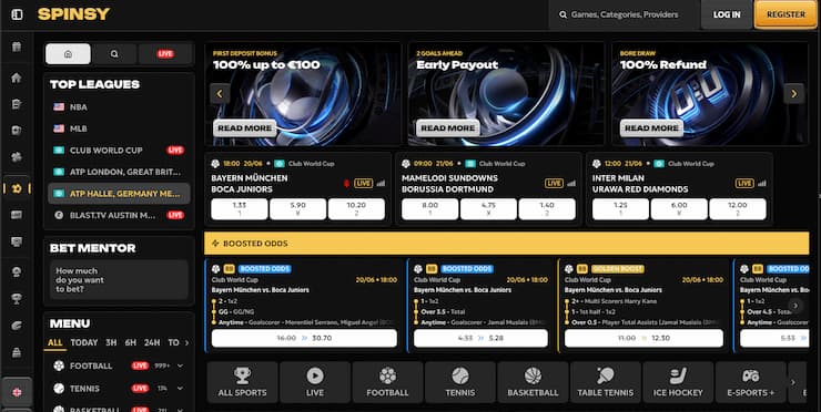 A snapshot of Spinsy, one of our top rated online bookmakers Australia has to offer.